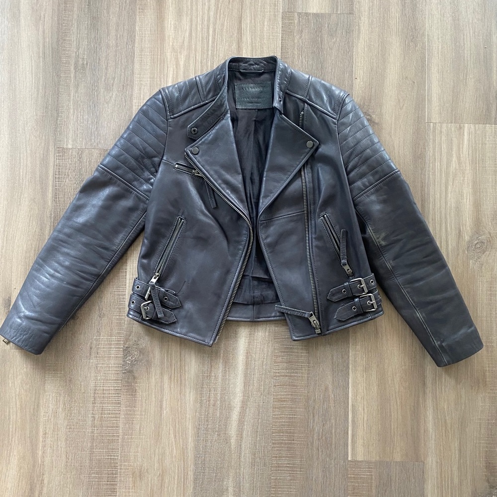 Allsaints black leather jacket US size 2